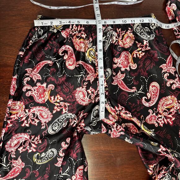 Cabernet Silky Satin Pajama Set Size M Paisley Dark Romantic Long Sleeve Classic - Picture 5 of 8